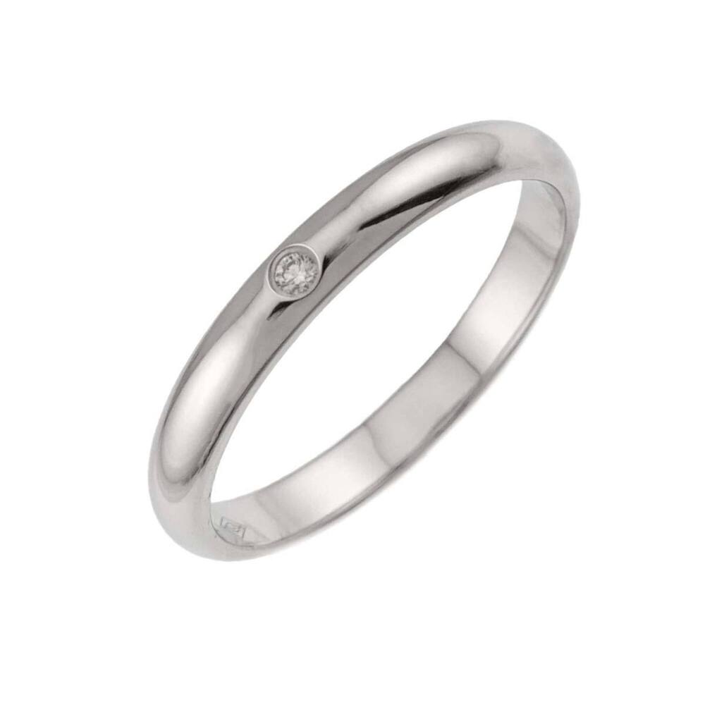 Cartier 1895 Classic #50 Ring with 1 Diamond, Platinum, 2.5mm Width.